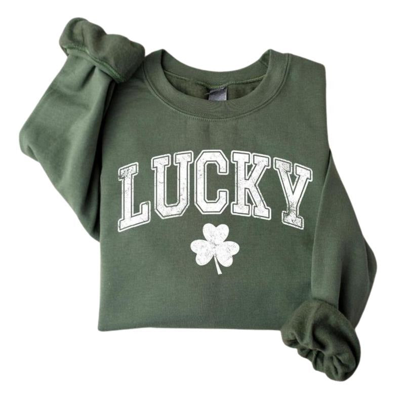 Vintage Lucky Sweatshirt, St. Patrick's Day Sweatshirt, Shamrock Sweatshirt T-Shirts, Hoodie | GrindPrints.com
