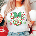 Vintage Magical Peppermint Swirl Bow Bella Graphic Tee - Candy Canes - Green Coquette Bows