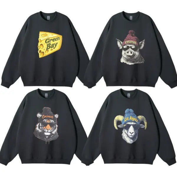 Vintage Mascot Football All Team Black Sweatshirt Retro Unisex Football All Team Crewneck Pullover Sweatshirt Game Day...