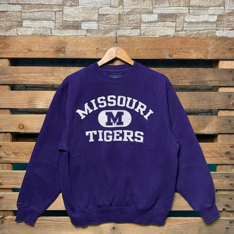 Vintage Missouri Tigers Sweatshirt Missouri Pullover Sweater Missouri Crewneck Jumper Missouri Tigers Spellout Print...