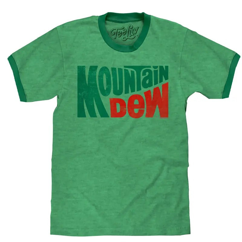 Vintage Mt Dew Ringer T-Shirt - Green Hoodie, Sweatshirt | GrindPrints.com