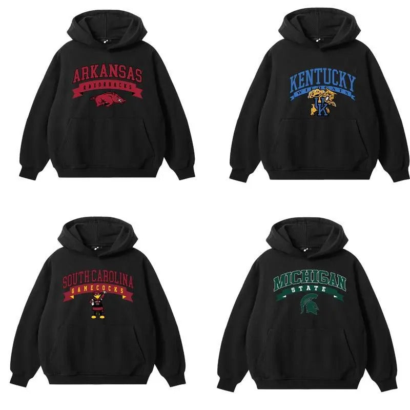 Vintage NCAA College Basic Logo All Sport Teams Black Hoodie Streetwear Menswear Top Sports Classic Tee Casual Sweater...