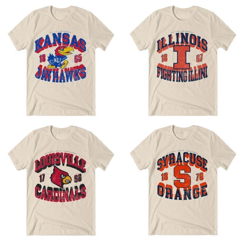Vintage NCAA College Team Shirt Kansas Illinois Louisville Syracuse Graphic Tee Game Day Outfit For Students Fans Unisex...