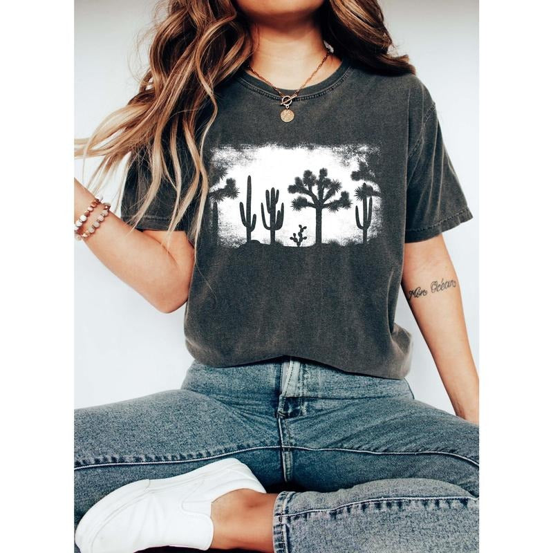Vintage Nature Desert Silhouette Comfort Colors Tshirt Hoodie, Sweatshirt | GrindPrints.com