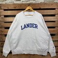Vintage Ncaa Lander Sweatshirt Lander Crewneck Sweater Lander Pullover Jumper Lander University Embroidery Logo Grey...