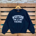 Vintage Ncaa Western Vikings Sweatshirt Western Crewneck Jumper Vikings Pullover Sweater Western Vikings Logo Print...