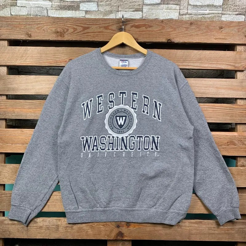 Vintage Ncaa Western Washington Sweatshirt Western Crewneck Jumper Washington Pullover Jumper Western Washington Graphic...
