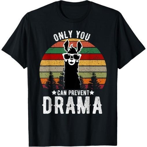 Vintage Only you can prevent drama Llama T-Shirt Made in USA Hoodie, Sweatshirt | GrindPrints.com