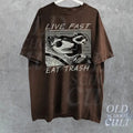 Vintage Opossum Live Fast Eat Trash 90s Style Graphic T-Shirt, Retro Raccoon Shirt, Trendy Shirts, Adult Unisex Relaxed...