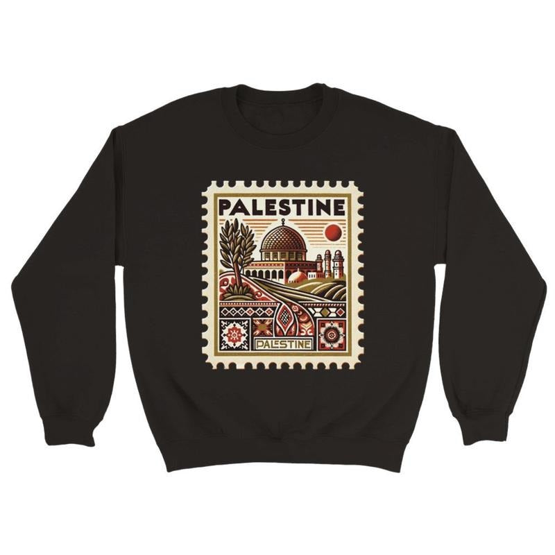 Vintage Palestinee Stamp Sweatshirt - Unisex Cultural Heritage Wear T-Shirts, Hoodie | GrindPrints.com