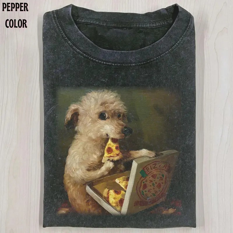 Vintage Pizz Lover Funny Dog Meme Streetwear T-Shirts, Hoodie, Sweatshirt