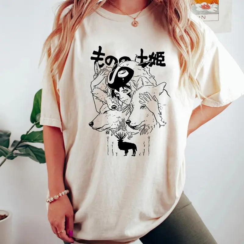 Vintage Princess Mononoke Tshirt, Studio Ghibli Shirt, Miyazaki Hayao, San, Moro, Anime Gift Hoodie, Sweatshirt