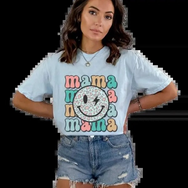 Vintage Retro Mama Graphic T-Shirt, Unisex Cotton For Men, Casual Polyeste Crewneck Shortsleeve Hoodie, Sweatshirt