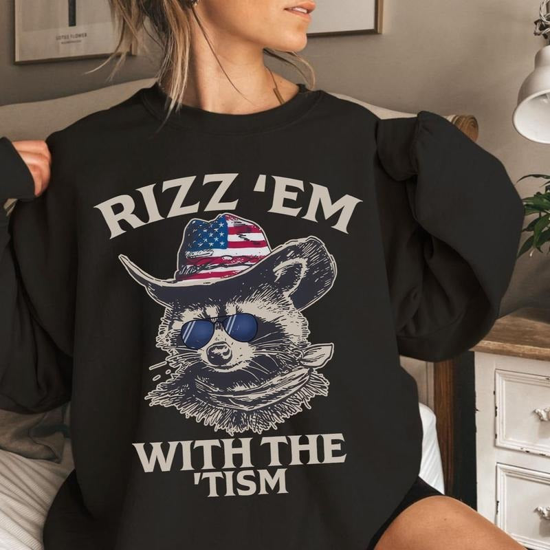 Vintage Retro Rizz 'Em With The 'Tism Unisex Sweater - Tee for Men and Women Hoodie, Sweatshirt | GrindPrints.com