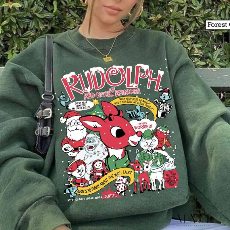 Vintage Rudolph the Red-Nosed Reindeer Christmas Sweatshirt, Rudolph the Red-Nose Reindeer Shirt, Merry Christmas Shirt,...