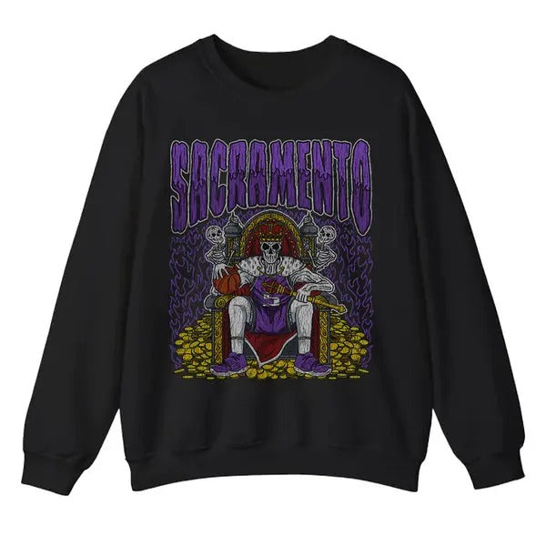 Vintage Sacramento Basketball Sweatshirt, Sacramento King Basketball Crewneck T-Shirts, Hoodie | GrindPrints.com