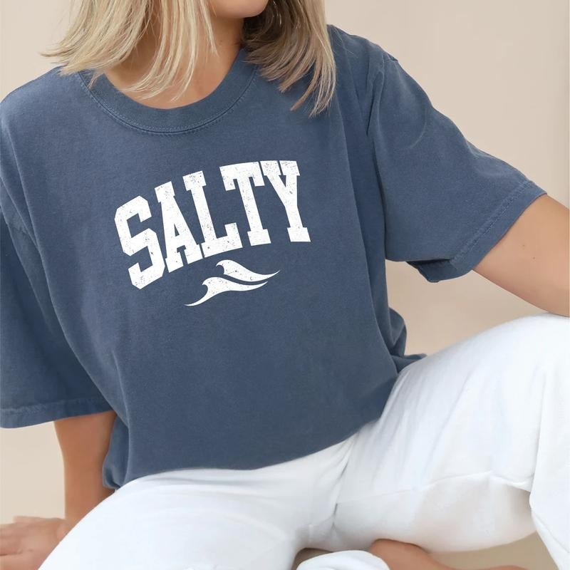 Vintage Salty Shirt, Retro Salty Summer Graphic Shirt, Trendy Beach Shirt, Hello Summer Tshirt, Basic Summer Shirt,...