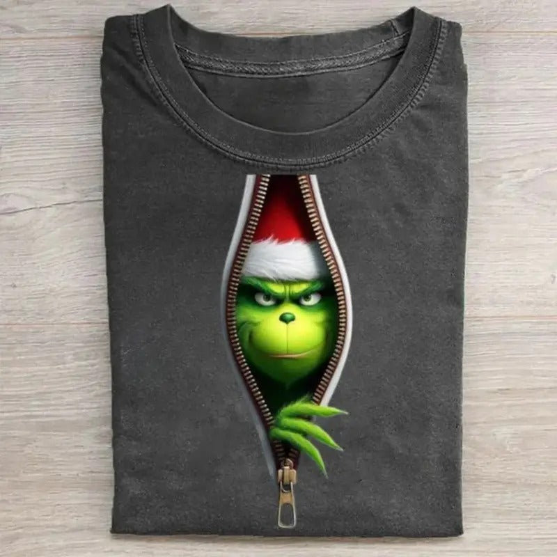 Vintage Santa Gr1nch Inside Zipper Graphic Tee - Funny Christmas Shirt - Merry Christmas - Santa Claus - Christmas Gifts...
