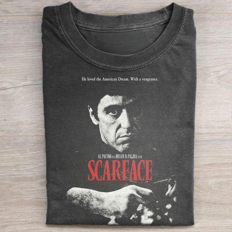 Vintage Scarface He Loved The American Dream, With A Vengeance Graphic Tee - Scarface Movie Shirt - Mafia Movie Shirt -...