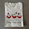 Vintage Snowman Drink Drank Drunk Graphic Tee - Funny Drinking Christmas Shirt - Merry Christmas - Santa Claus -...