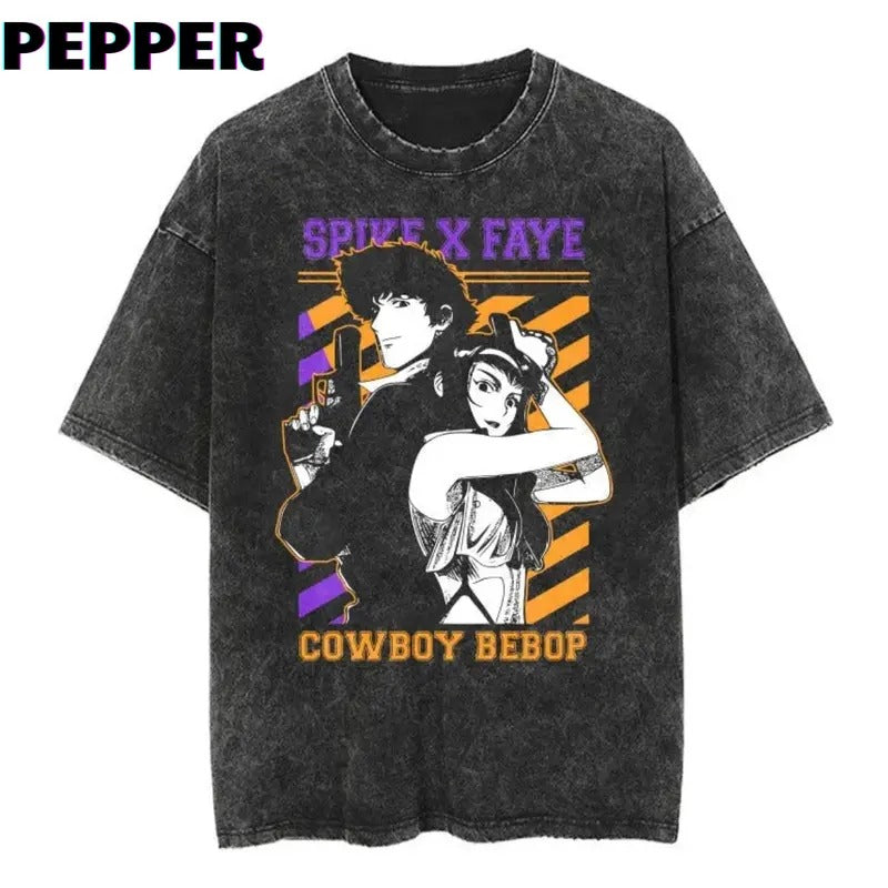 Vintage Spike x Faye Shirt, Spike x Faye Merch, Anime Shirt Menswear Top Underwear Tshirt Streetwear T-Shirt Hoodie,...