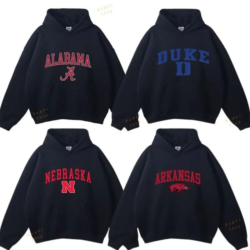 Vintage Sport Teams NCAA Collection Unisex Crewneck Black Hoodie, Graphic Team Collection Hoodie, Gift For NCAA Fans ncaa...