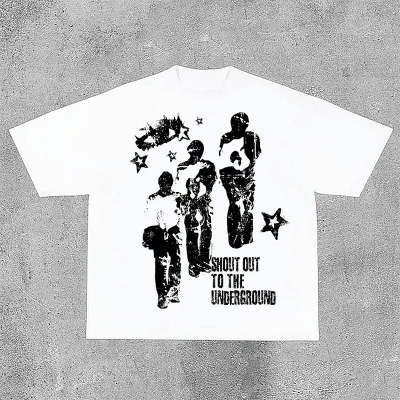 Vintage Street Portrait Graphic Print Cotton T-Shirtstyle{n002}2 T-Shirts, Hoodie, Sweatshirt | GrindPrints.com
