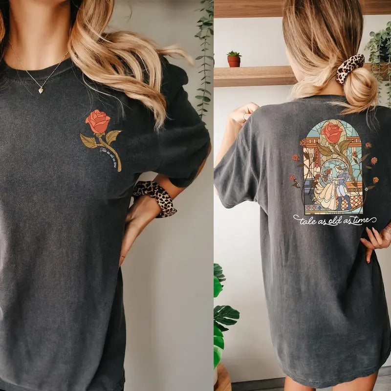 Vintage Tale As Old As Time Shirt, Princess Shirt, Beauty And The Beast Shirt, Gift for her Shirt, Graphic Printed,...