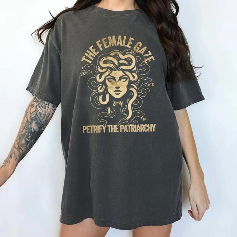 Vintage The Female Gaze Petrify the Patriarchy T-shirt, Feminist T-shirt, Girls Power Unhinged T-shirt, Women Empowerment...