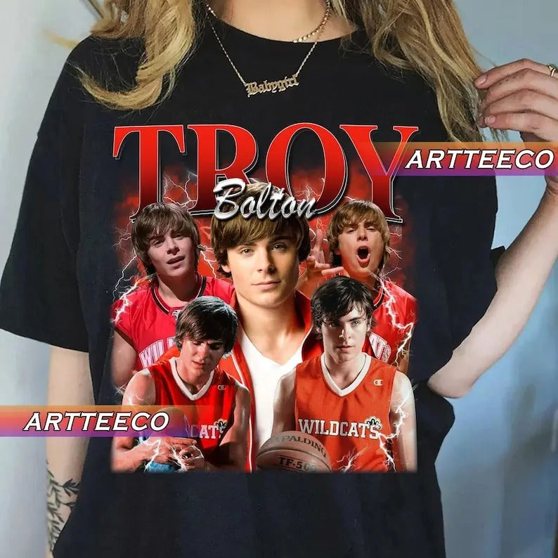 Vintage Troy Bolton Shirt, Troy Bolton T-Shirt, Troy Bolton Homage Tv Sweatshirt Hoodie | GrindPrints.com