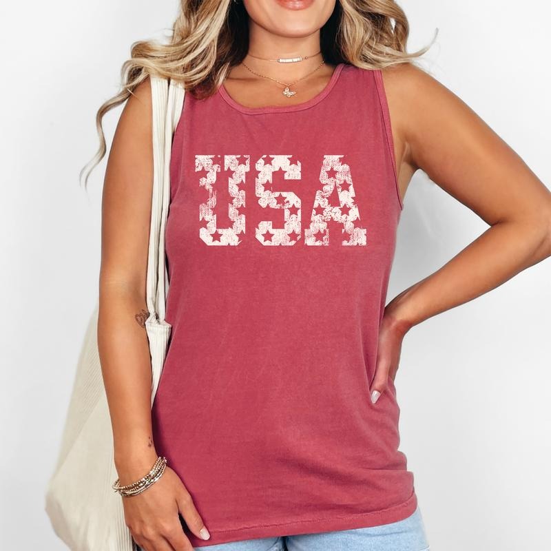 Vintage USA Stars Fourth July America Patriotic USA Comfort Colors Tank Top Comfort Colors Tank Top T-Shirts, Hoodie, Sweatshirt