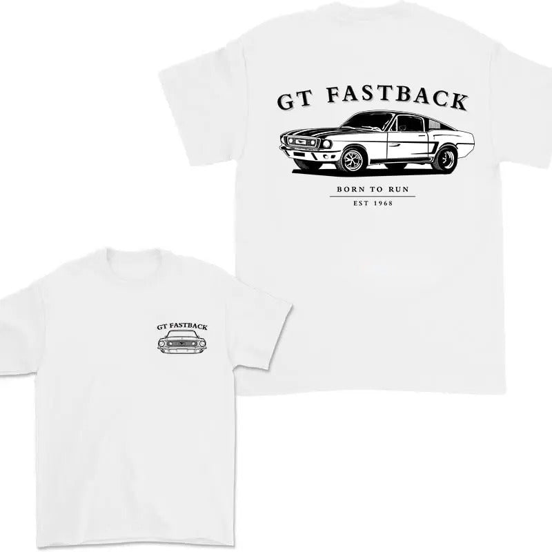 Vintage Vibe 2 Sides Ford Mustang GT Fastback (1968) Men's Cotton Tee Old School Tee Gift for Him Classic Car Casual...