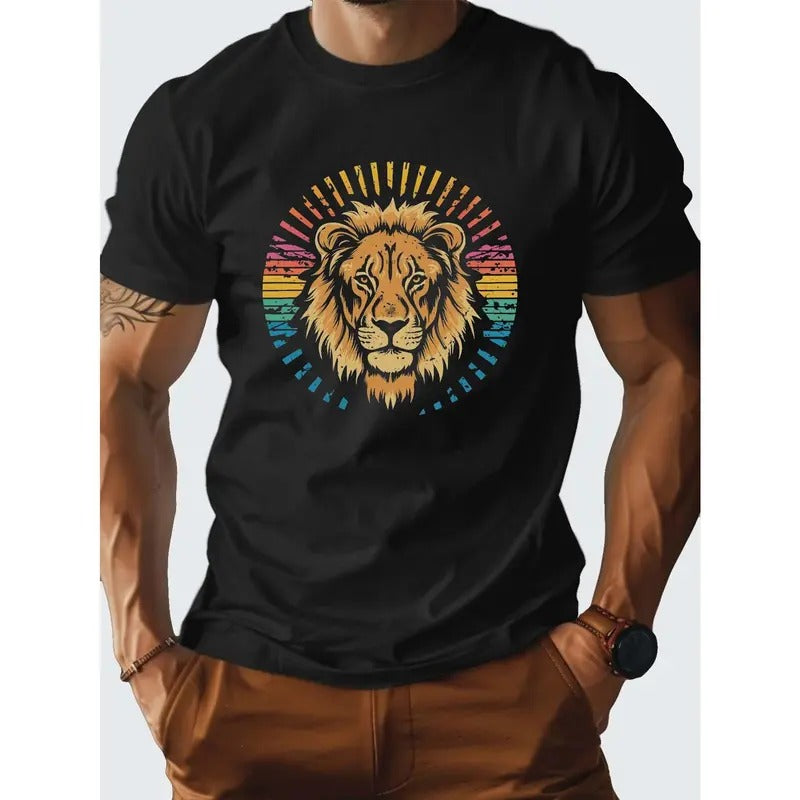 Vintage colors sunset lion G500 pure cotton men's T-shirt comfort fit Made in USA Hoodie, Sweatshirt | GrindPrints.com