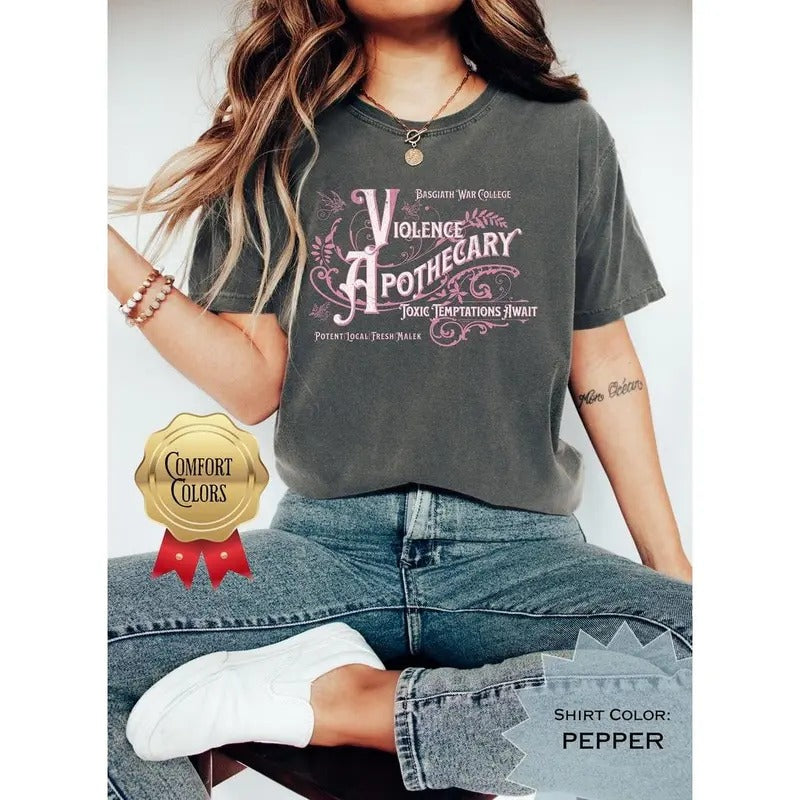 Violet Sorrengail Apothecary T-Shirt, Basgiath War College Shirt, Gift For Book Lover, Fourth Wing Shirt, Dragon Rider,...
