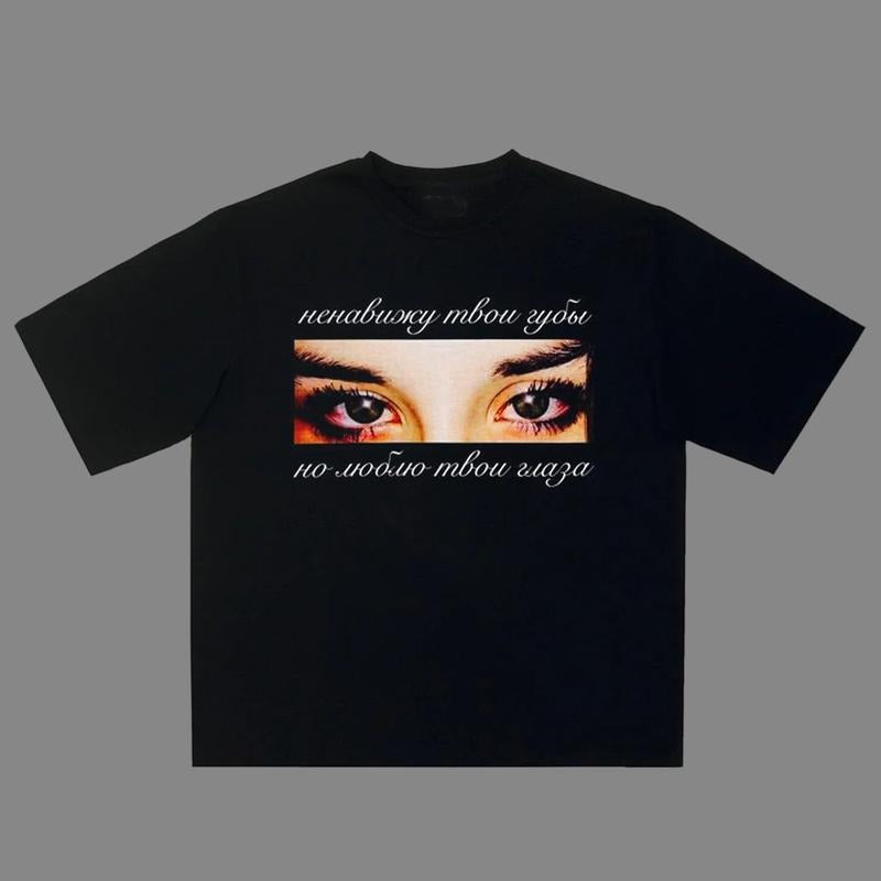 Viral Russian Eyes Graphic Tee Oversized Aesthetic Y2k Clothing Streetwear T-Shirt Graphic Tee for Men Women Hoodie,...