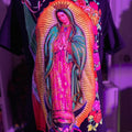 Virgencita neon  T-shirts Cotton Slim-fitting Black Comfort Hoodie, Sweatshirt | GrindPrints.com