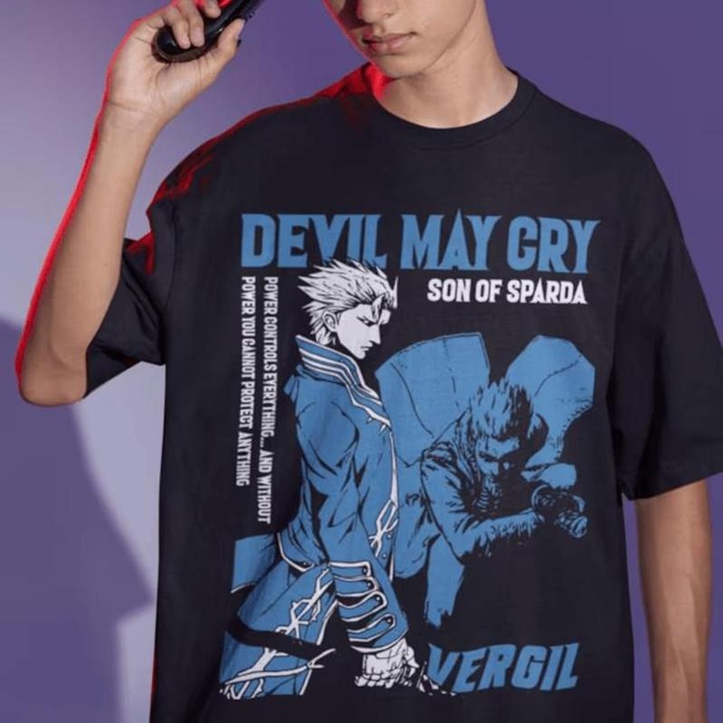 Virgil Devil Trigger May Cry DMC3 Unisex T-shirt Seri Game Shirt Round Neck Casual Hoodie, Sweatshirt | GrindPrints.com