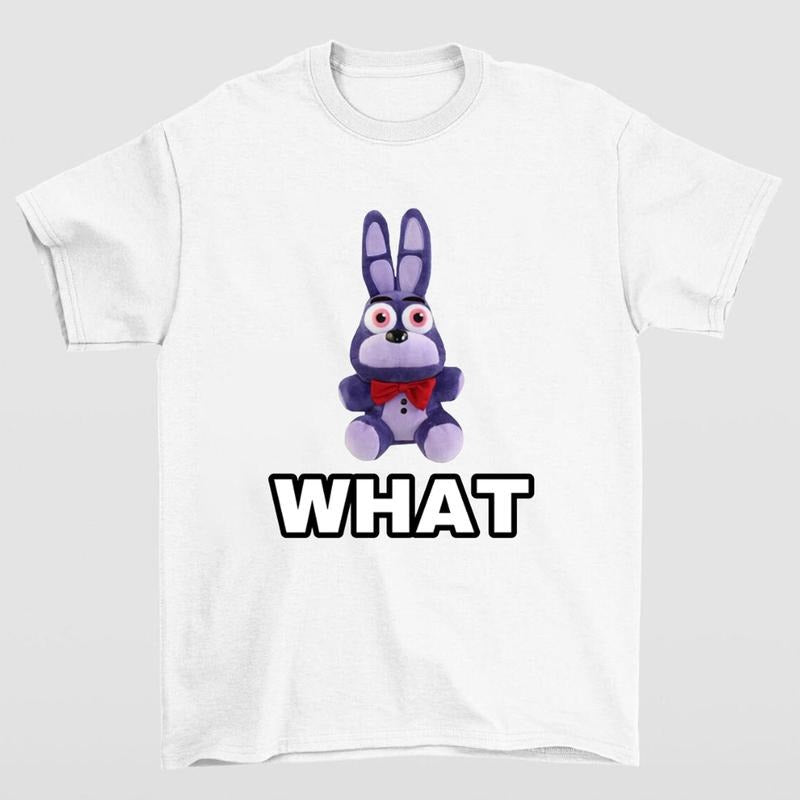 WHAT Ironic Funny FNAF Bonnie Plush Meme T-Shirt Highlighting Quirky and Relatable Humor Hoodie, Sweatshirt | GrindPrints.com