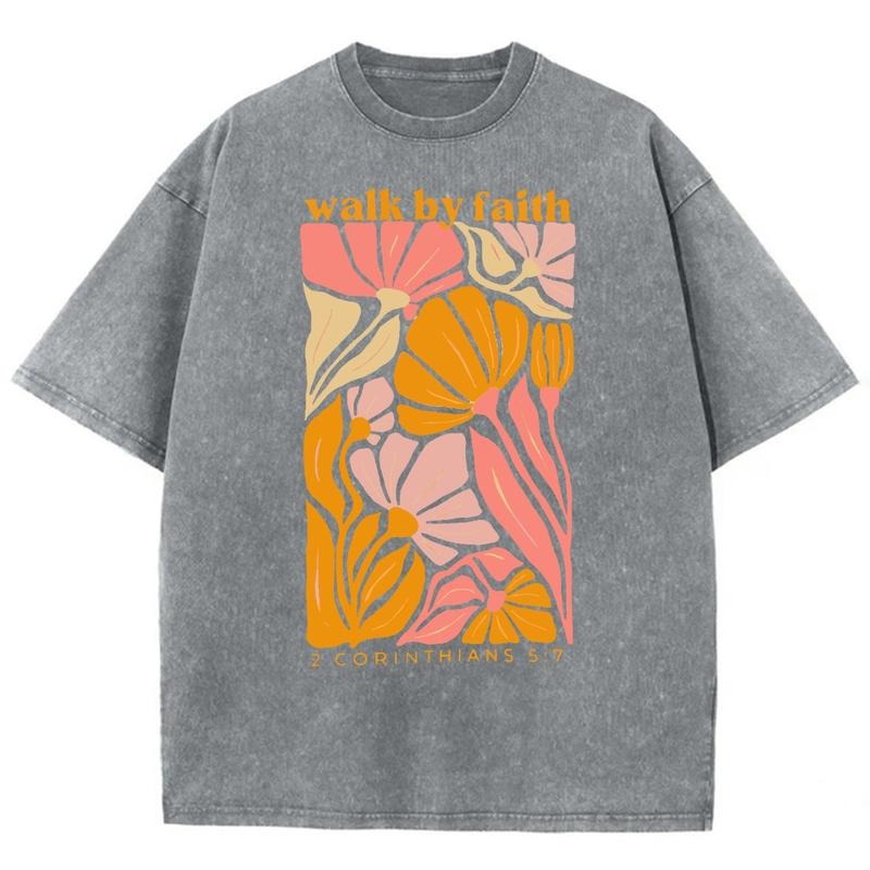 Walk By Faith Unisex Washed T-Shirt, Christian Tshirts, Christian t shirts, Christian Jesus  t shirts, Vintage 90s...