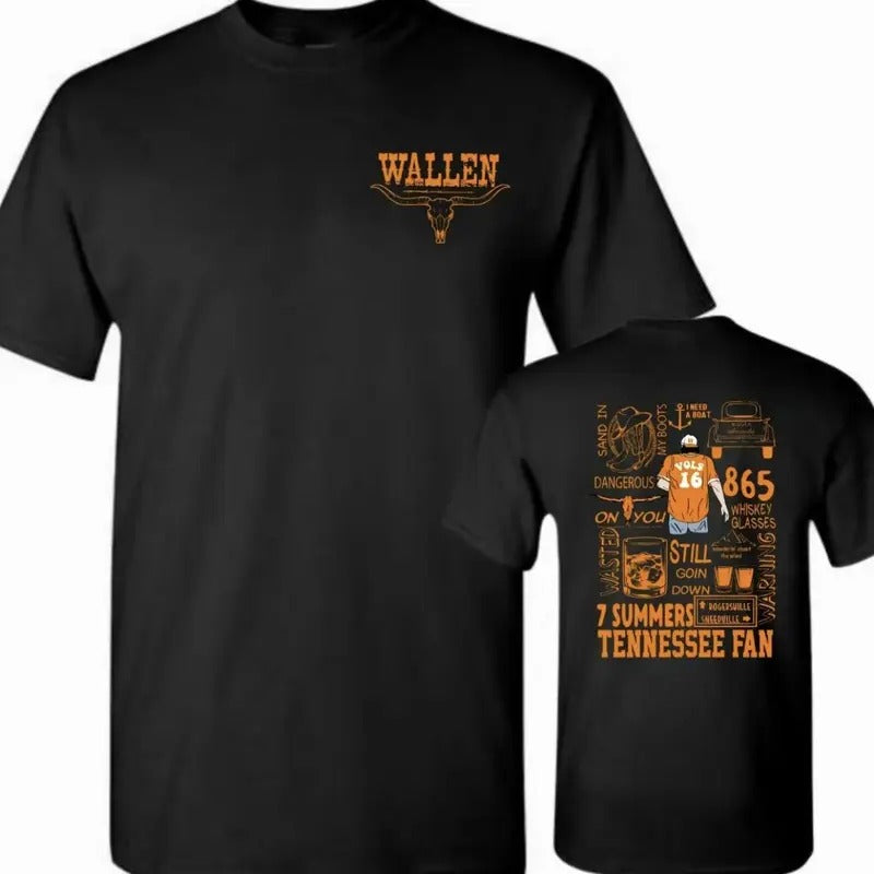 Wallen Tennessee T-Shirt, With Bold Bull Skull And Vibrant Graphic Design Celebrating 7 Summers And Southern Roots,...