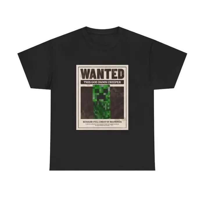 Wanted Creeper Unisex Heavy Cotton Tee Mine Theme and Perfect Gamer Gift Hoodie, Sweatshirt | GrindPrints.com
