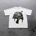 War Helmet Faith Over Fear Graphic Print Cotton T-Shirt, grunge y2k emo scene tapout goth amity affliction style clothes,...