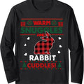 Warm Snuggles Rabbit Lovers Xmas Ugly Christmas Sweater Long Sleeve T-Shirt Hoodie, Sweatshirt | GrindPrints.com