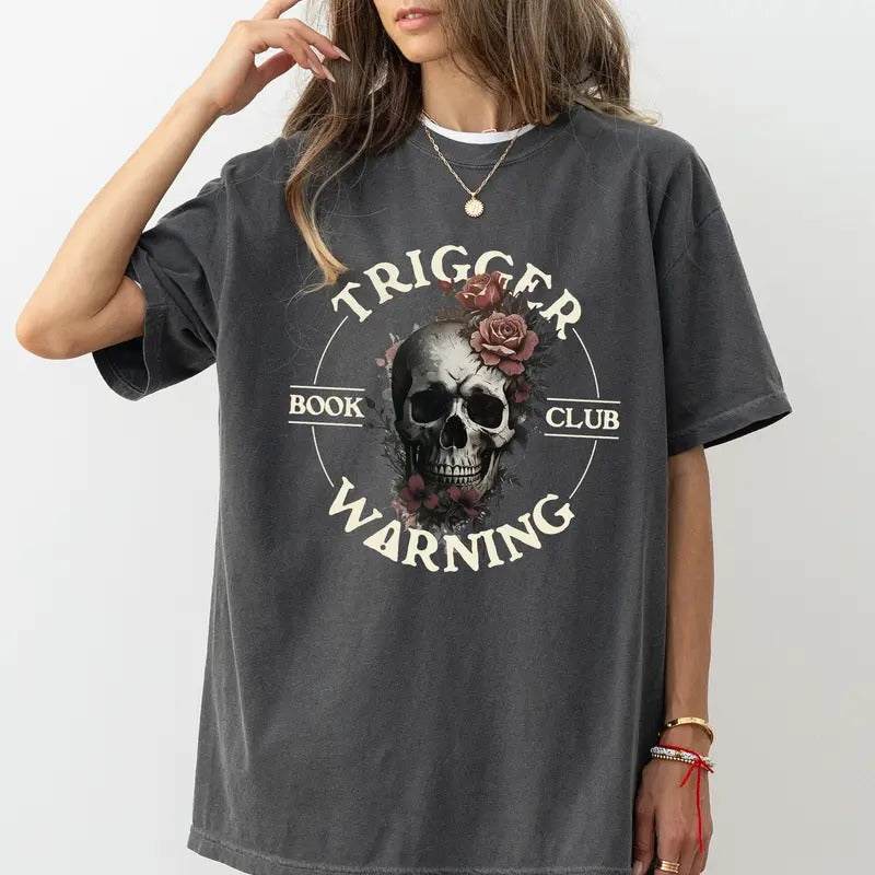 Warning Comfort Colors Shirt, Vintage Reading Unisex Graphic Tee, Book Lover Apparel Gift Shirt, Gothic Style Book Themed...