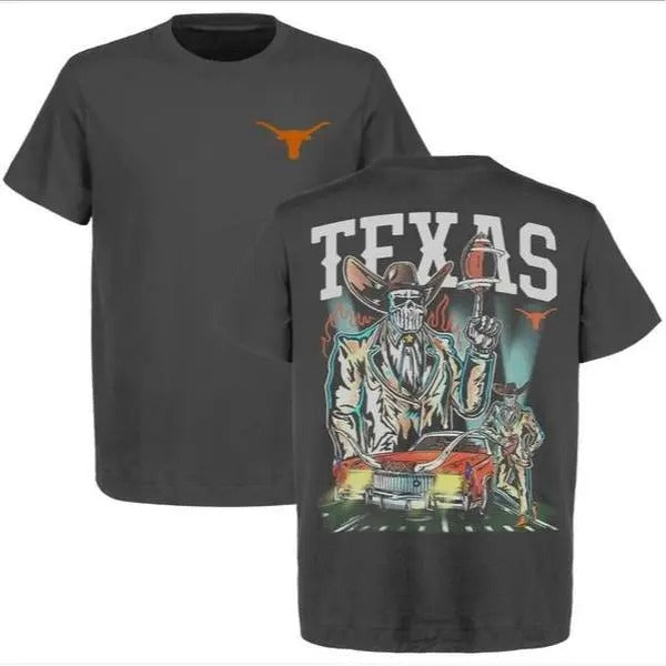 Warren Lotas - Texas Longhorns Football - Unique Retro Western Skeleton Cowboy Printed Shirt, Dead Man's Football Graphic...