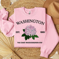 Washington Coast Rhododendron Embroidered State Flower Sweatshirt, Hometown Embroidered Shirt, Favorite Flower...