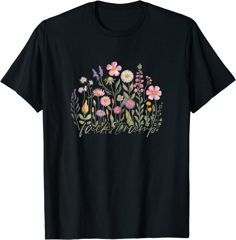 Watercolor Anti Trump Floral Democrat President Liberal T-Shirt | Unisex Cotton Tee Gift, Crewneck, Short Sleeve Hoodie,...