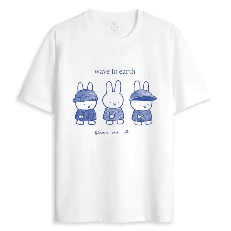 Wave To Earth Miffy Shirt Cute Soft T-shirt Unisex Tops Comfort Crewneck Casual Hoodie, Sweatshirt | GrindPrints.com