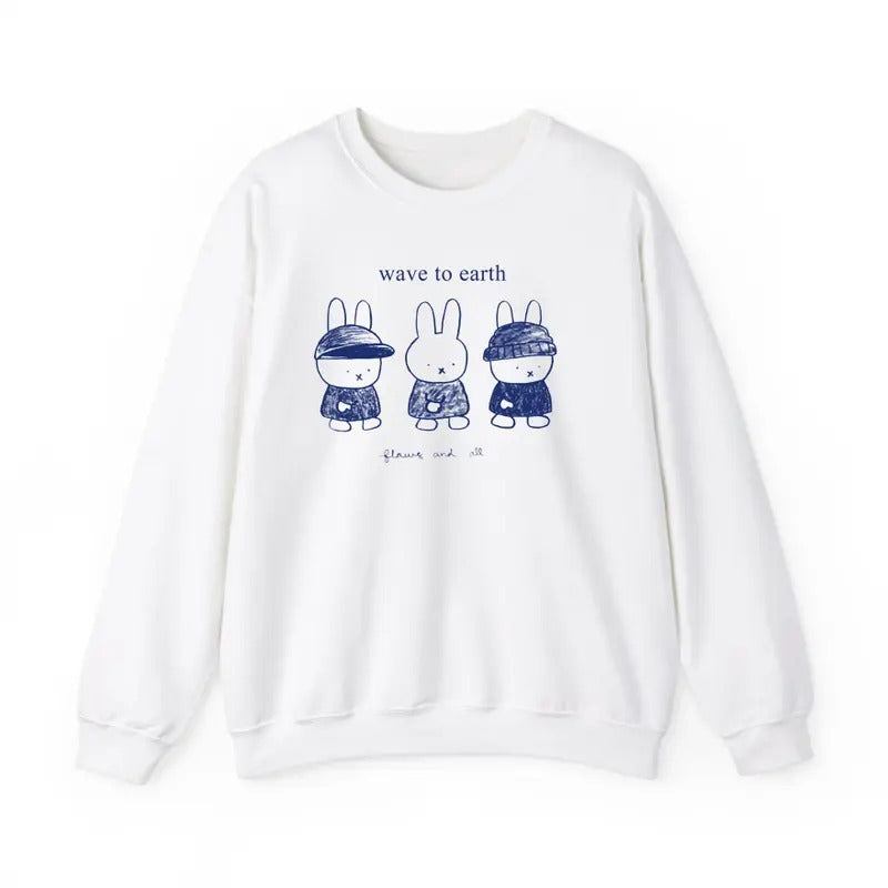 Wave To Earth Miffy Sweatshirt Music Fan Cartoon Rabbit Graphic Unisex Meme Sweatshirt T-Shirts, Hoodie | GrindPrints.com