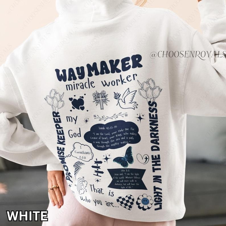 Waymaker Bible Verses Christian Hoodies Christian Apparel & Streetwear Women Christian Hoodies Religious Gift Christian...